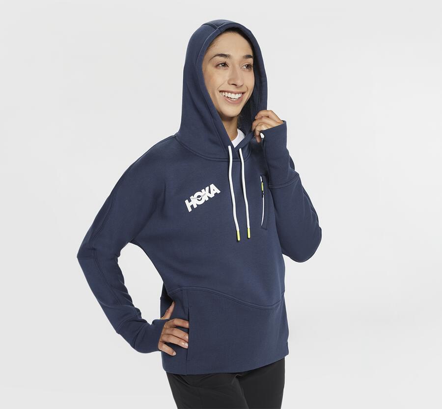 Sweat À Capuche Hoka One One Performance Femme - Bleu Marine - YFA-203574